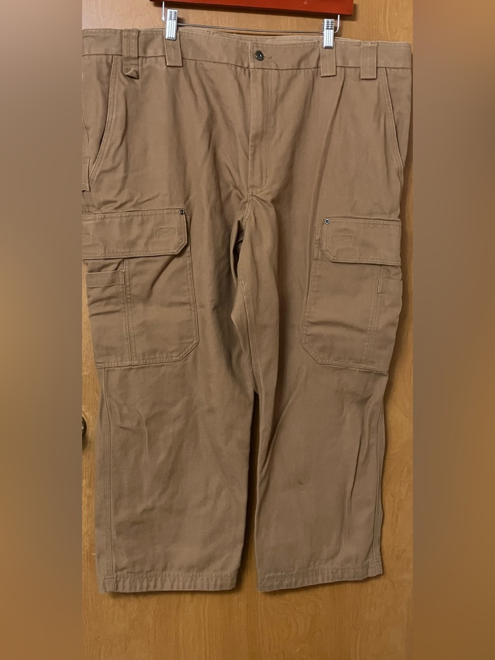 Duluth Trading Co Men's Beige Cargo Canvas Relaxed Fit Utility Pants Size 46x28